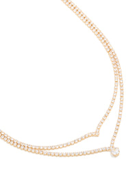 Gold Plated Cubic Zirconia Pointed & Drop Pendant Layered Necklace - link has visual effect only