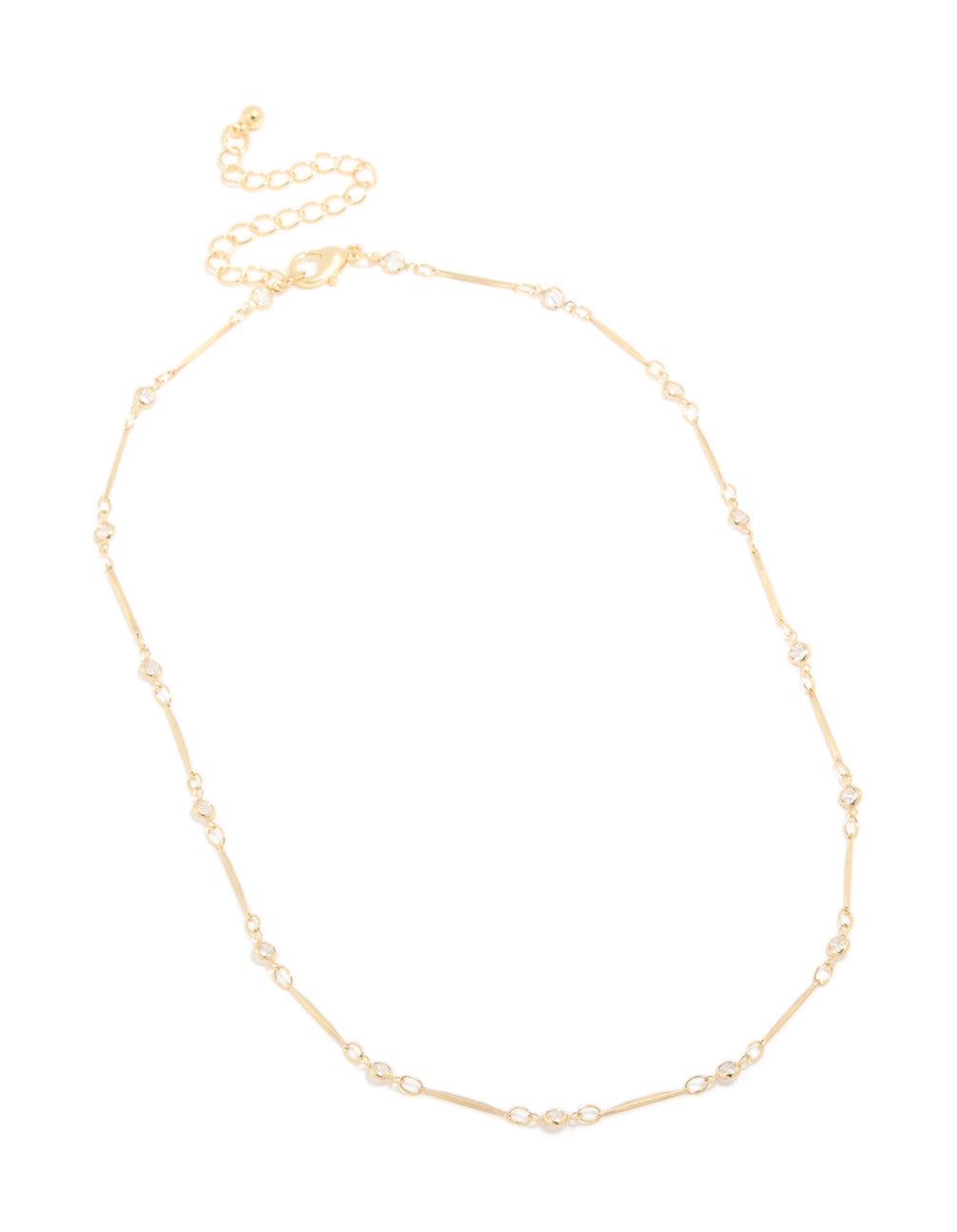 Gold Plated Cubic Zirconia Bar Necklace