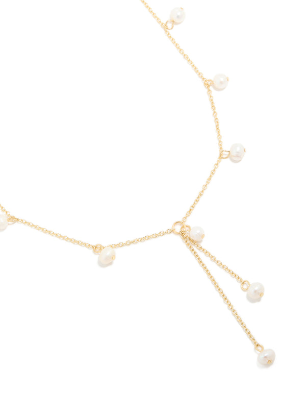 Gold Plated Freshwater Pearl Y-Necklace