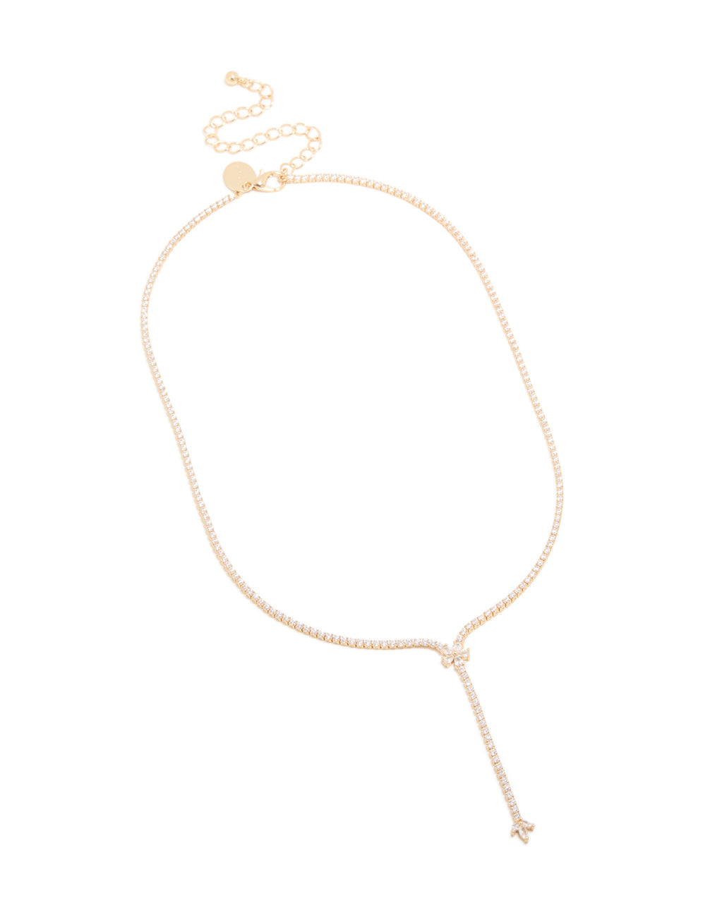 Gold Plated Cubic Zirconia Flower Y-Necklace