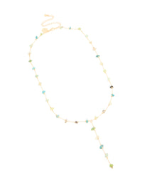 Gold Plated Green Blue Black Semi Precious Stone Y-Necklace - link has visual effect only