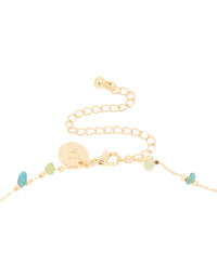 Gold Plated Green Blue Black Semi Precious Stone Y-Necklace - link has visual effect only