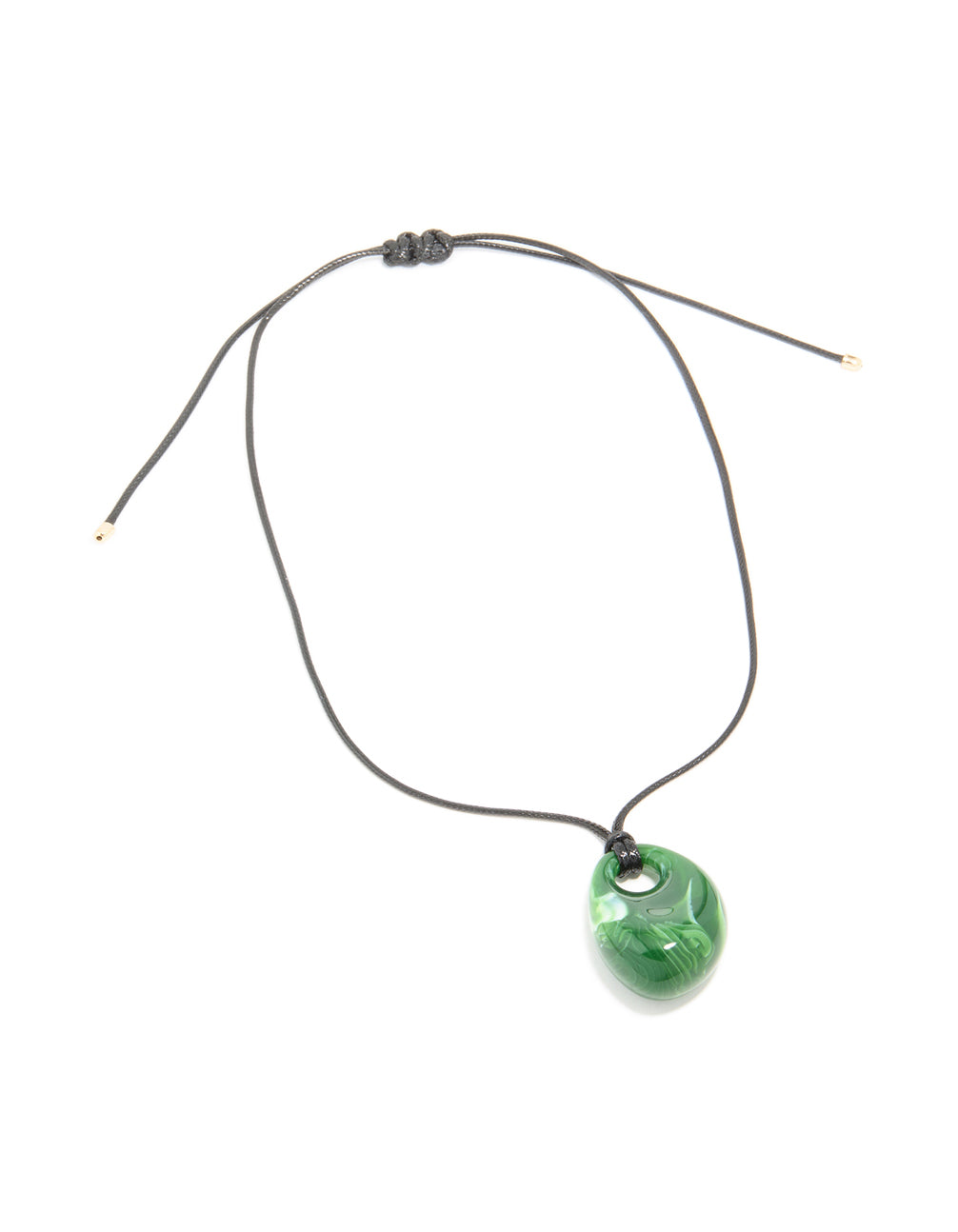 Green Acrylic Chunky Oval Pendant Cord Necklace