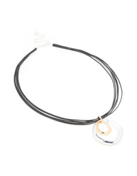 Mixed Metal Double Circle Pendant Necklace - link has visual effect only