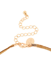 Cream Stone Pendant Brown Cord Necklace - link has visual effect only