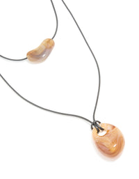 Brown Acrylic Pebble Cord Layered Necklace - link has visual effect only
