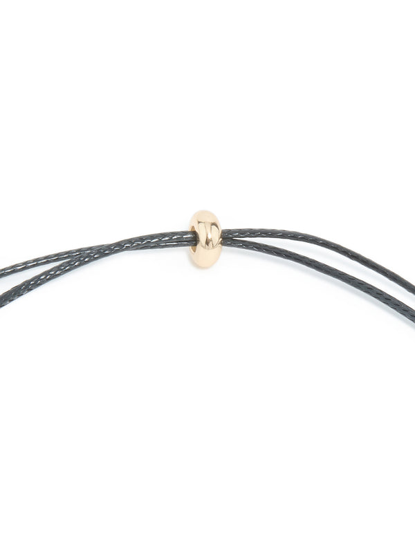 Gold Beaded & Black Tassel Long Necklace