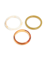 Gold Brown & Cream Acrylic Statement Large Bangles 3- Pack - link has visual effect only