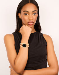 Gold Black Stone Textured Wrist Cuff - link has visual effect only