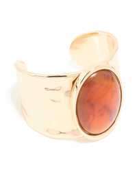 Gold Brown Stone Large Statement Wrist Cuff - link has visual effect only
