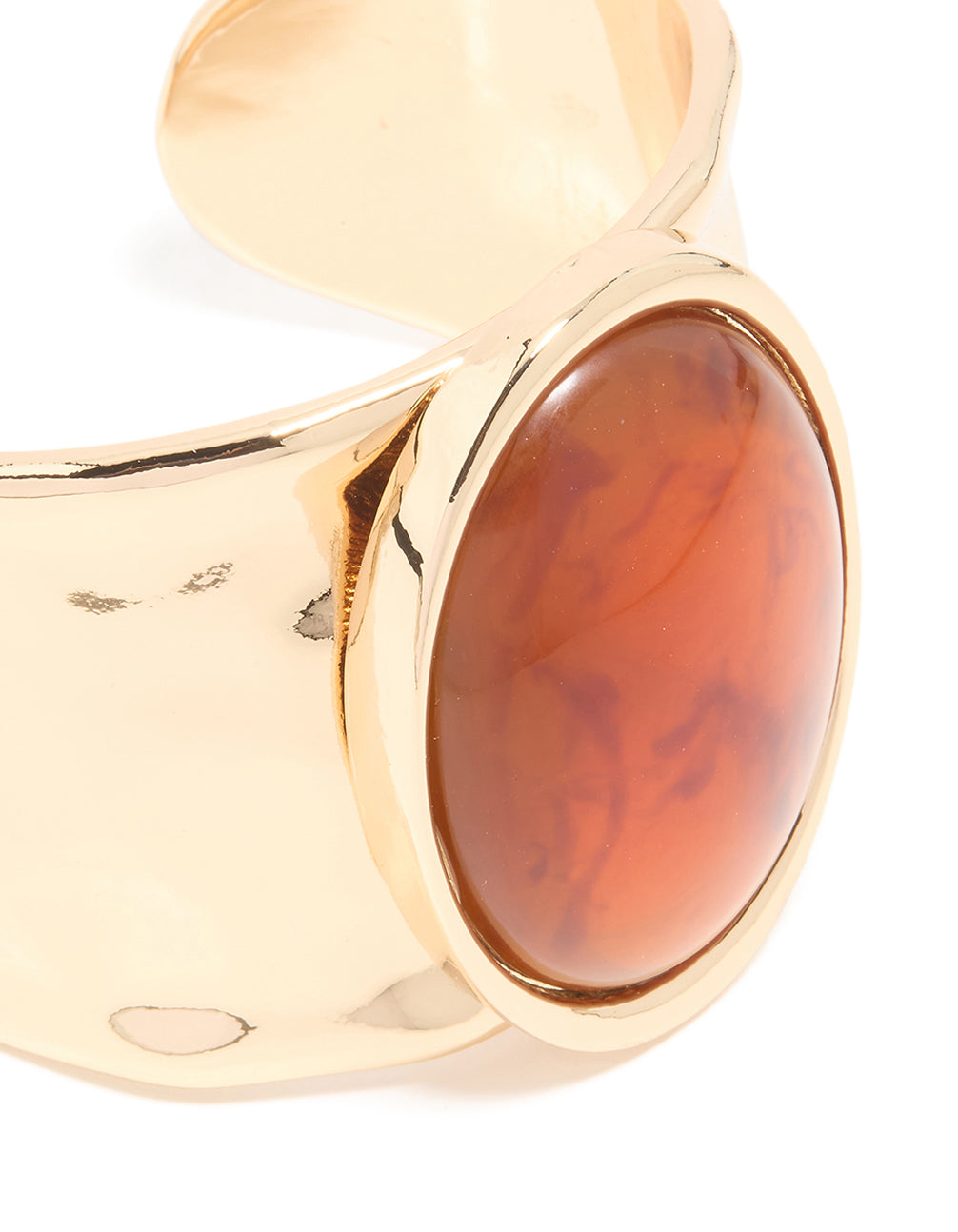 Gold Brown Stone Large Statement Wrist Cuff