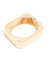 Gold Statement Rectangle Hinged Bangle - link has visual effect only