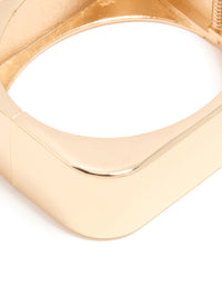 Gold Statement Rectangle Hinged Bangle - link has visual effect only