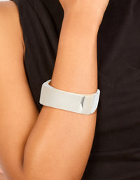 Silver Statement Rectangle Hinged Bangle - link has visual effect only