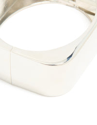 Silver Statement Rectangle Hinged Bangle - link has visual effect only