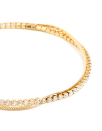 Waterproof Gold Plated Stainless Steel Diamante & Snake Chain Layered Bracelet - link has visual effect only