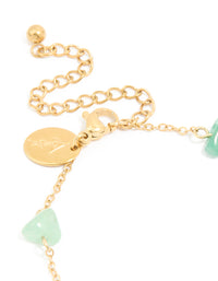 Waterproof Gold-Plated Stainless Steel Pearl & Green Semi Precious Stone Chip Bracelet - link has visual effect only