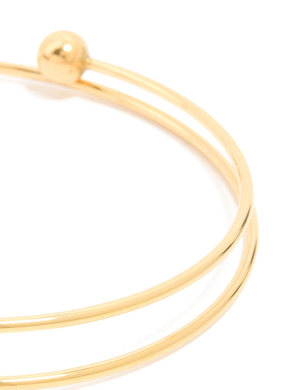 Waterproof Gold Plated Stainless Steel Ball End Bangle