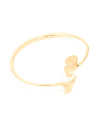 Waterproof Gold Plated Stainless Steel Open Leaf Wrist Cuff - link has visual effect only