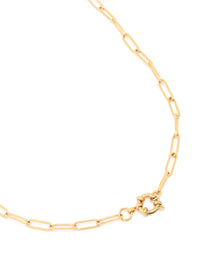 Waterproof Gold Plated Stainless Steel Fine Link Dainty Clasp Necklace - link has visual effect only