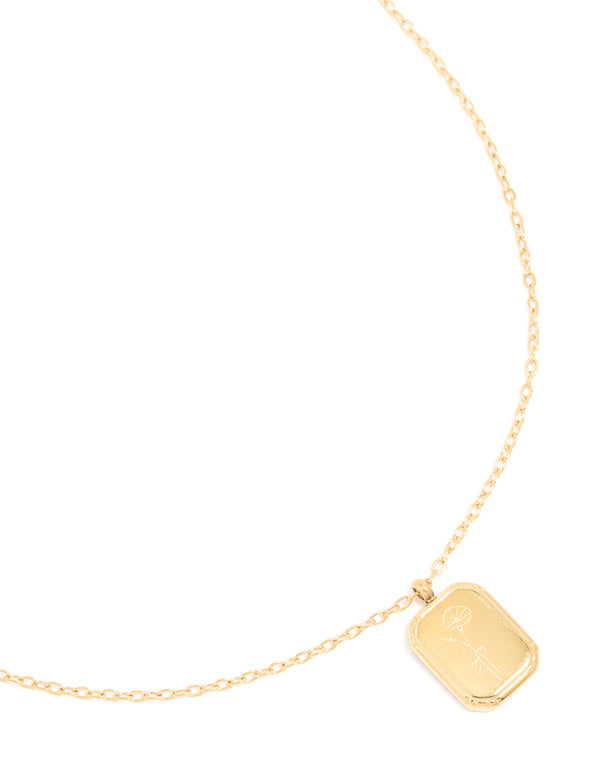 Waterproof Gold Plated Stainless Steel September Birth Flower Aster Necklace