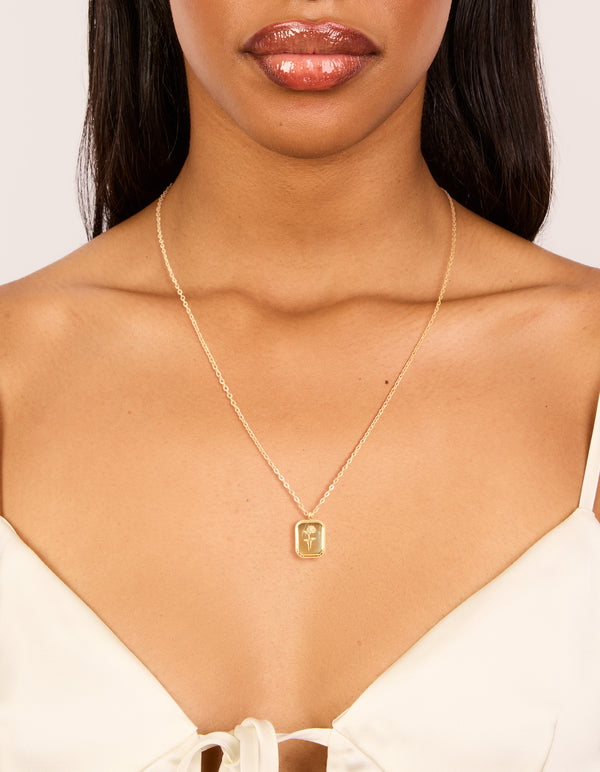 Waterproof Gold Plated Stainless Steel Birth Flower July Larkspur Necklace