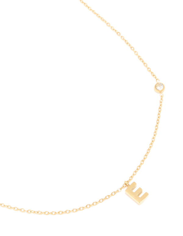 Waterproof Gold Plated Stainless Steel Letter E Dainty Pendant Necklace