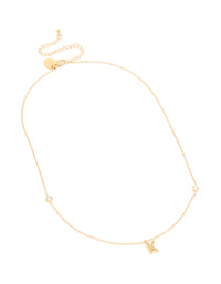 Waterproof Gold Plated Stainless Steel Letter K Dainty Pendant Necklace - link has visual effect only
