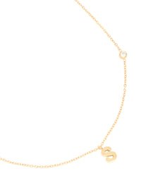 Waterproof Gold Plated Stainless Steel Letter S Dainty Pendant Necklace - link has visual effect only