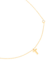 Waterproof Gold Plated Stainless Steel Letter T Dainty Pendant Necklace - link has visual effect only