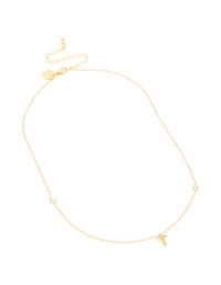 Waterproof Gold Plated Stainless Steel Letter T Dainty Pendant Necklace - link has visual effect only