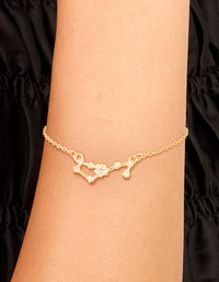 Waterproof Gold Plated Stainless Steel Cubic Zirconia Scorpio Zodiac Sign Bracelet - link has visual effect only