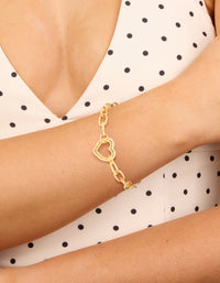 Waterproof Gold Plated Stainless Steel Chain Heart Clasp Bracelet - link has visual effect only