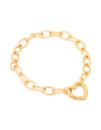 Waterproof Gold Plated Stainless Steel Chain Heart Clasp Bracelet - link has visual effect only