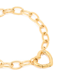 Waterproof Gold Plated Stainless Steel Chain Heart Clasp Bracelet - link has visual effect only