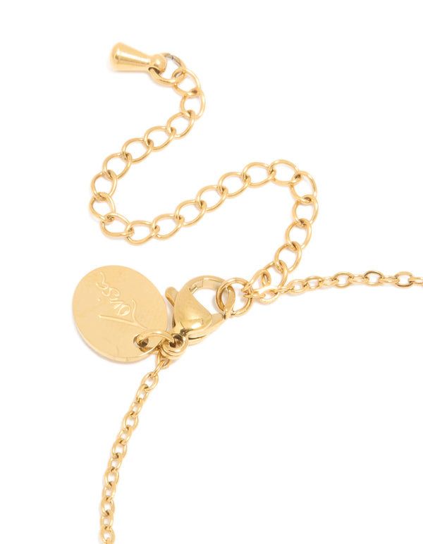 Waterproof Gold Plated Stainless Steel July Red Cubic Zirconia Birthstone Bracelet