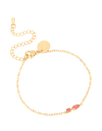 Waterproof Gold Plated Stainless Steel January Red Cubic Zirconia Birthstone Bracelet - link has visual effect only