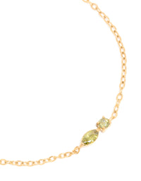 Waterproof Gold Plated Stainless Steel August Light Green Cubic Zirconia Birthstone Bracelet - link has visual effect only