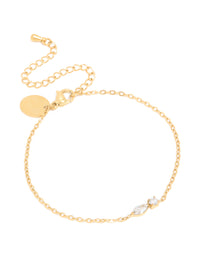 Waterproof Gold Plated Stainless Steel April Cubic Zirconia Birthstone Bracelet - link has visual effect only