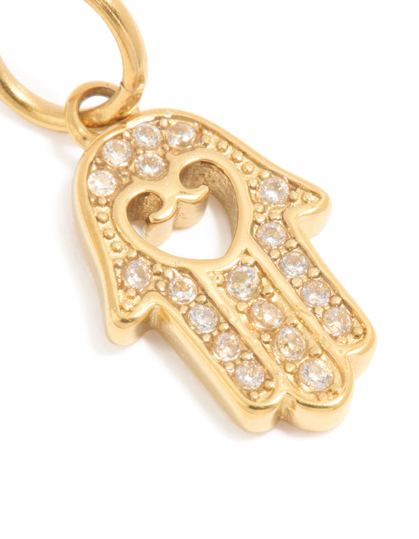 Waterproof Gold Plated Stainless Steel Filigree Hamsa Hand Charm
