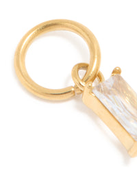 Waterproof Gold Plated Stainless Steel Cubic Zirconia Baguette Charm - link has visual effect only