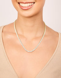 Waterproof Gold Plated Stainless Steel Cubic Zirconia Tennis Necklace - link has visual effect only