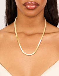 Waterproof Gold Plated Stainless Steel Fine Flat Snake Chain Necklace - link has visual effect only