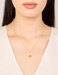 Waterproof Gold Plated Stainless Steel Puffy Heart Pendant Necklace - link has visual effect only