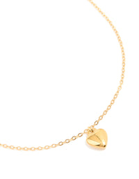 Waterproof Gold Plated Stainless Steel Puffy Heart Pendant Necklace - link has visual effect only