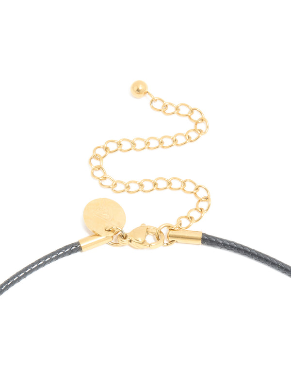 Waterproof Gold Plated Stainless Steel Open Molten Pendant Cord Necklace