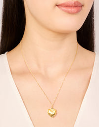 Waterproof Gold Plated Stainless Steel Textured Heart Pendant Necklace - link has visual effect only