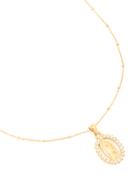 Waterproof Gold Plated Stainless Steel Diamante Mary Pendant Necklace - link has visual effect only