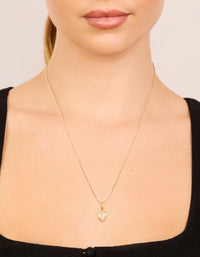Waterproof Gold Plated Stainless Steel Diamante Mini Pavé Heart Earrings - link has visual effect only