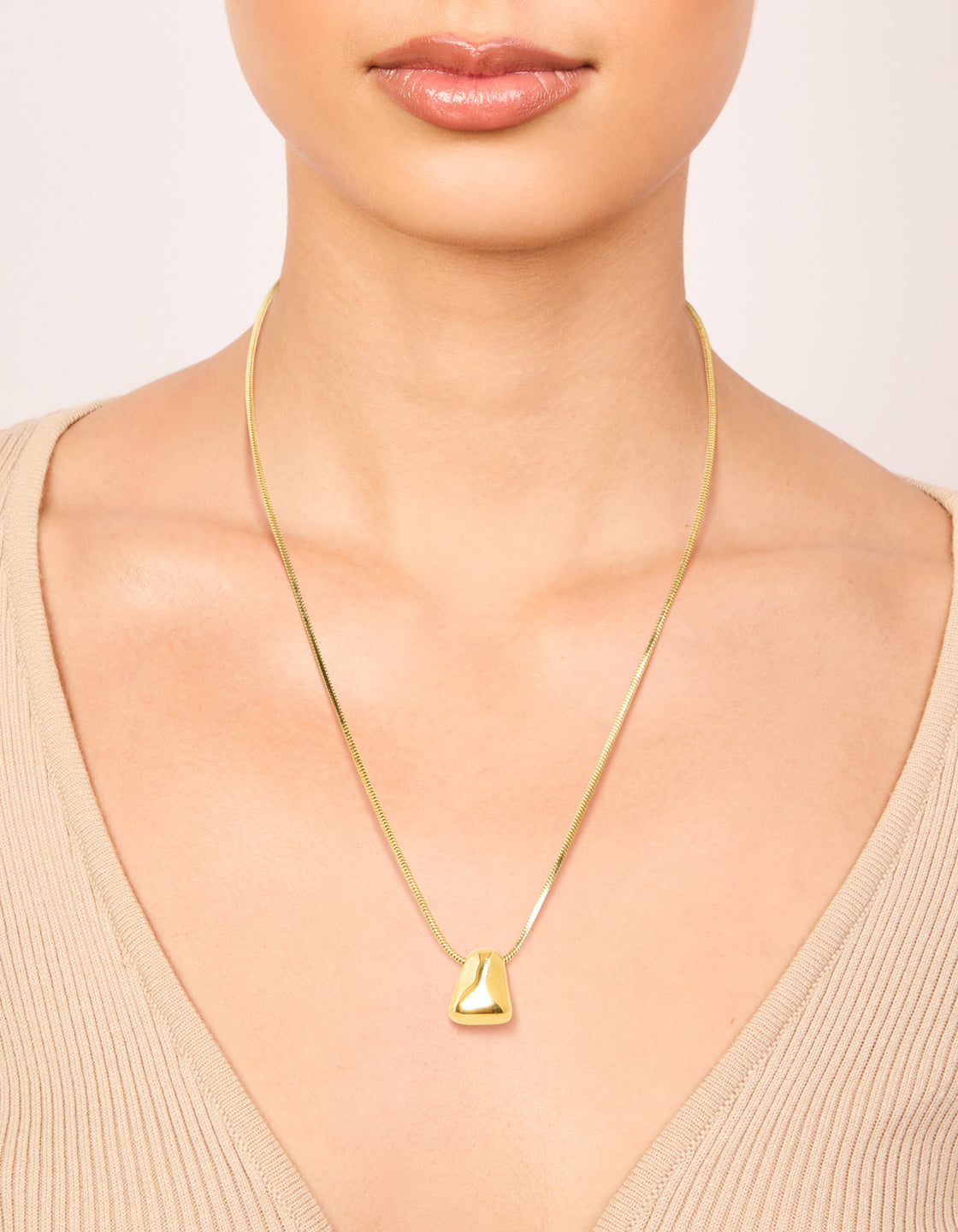 Waterproof Gold Plated Stainless Steel Organic Nugget Pendant Necklace